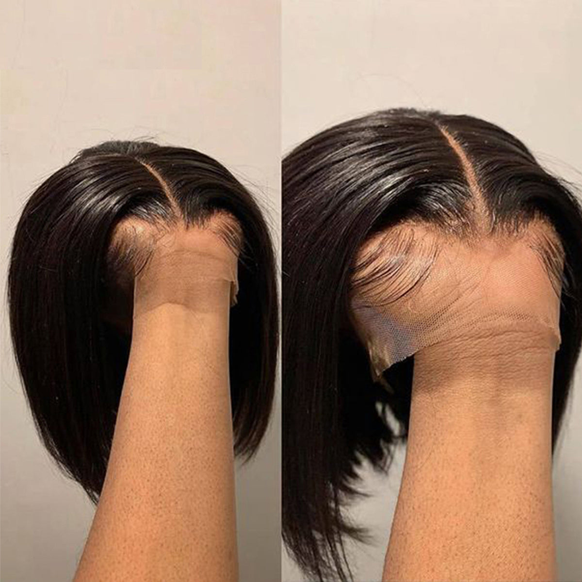 Straight Short Bob Wigs Human Hair 4x4 Lace Closure Wig Brazilian Straight Bob Natural Black 10 Inch