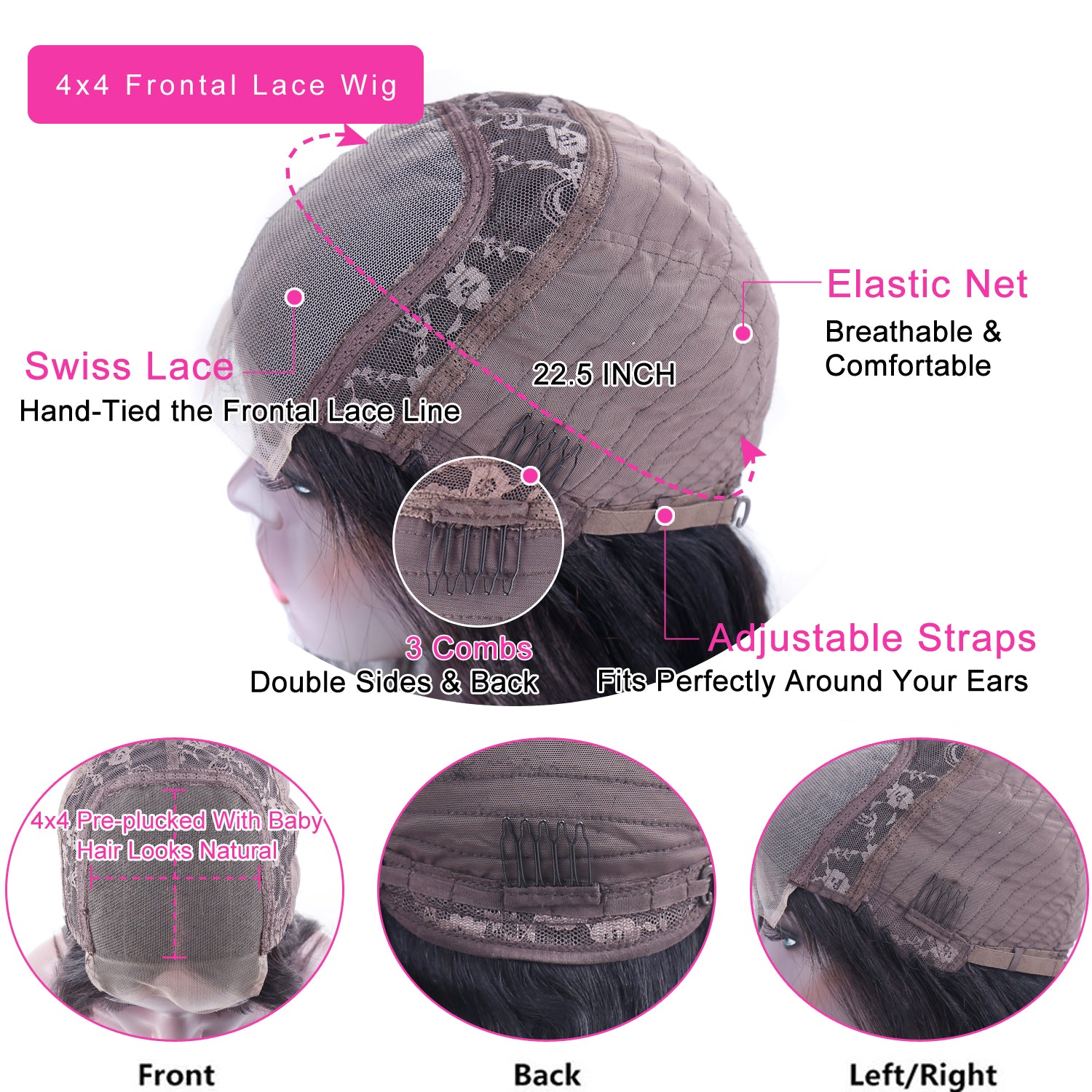 Straight Short Bob Wigs Human Hair 4x4 Lace Closure Wig Brazilian Straight Bob Natural Black 10 Inch