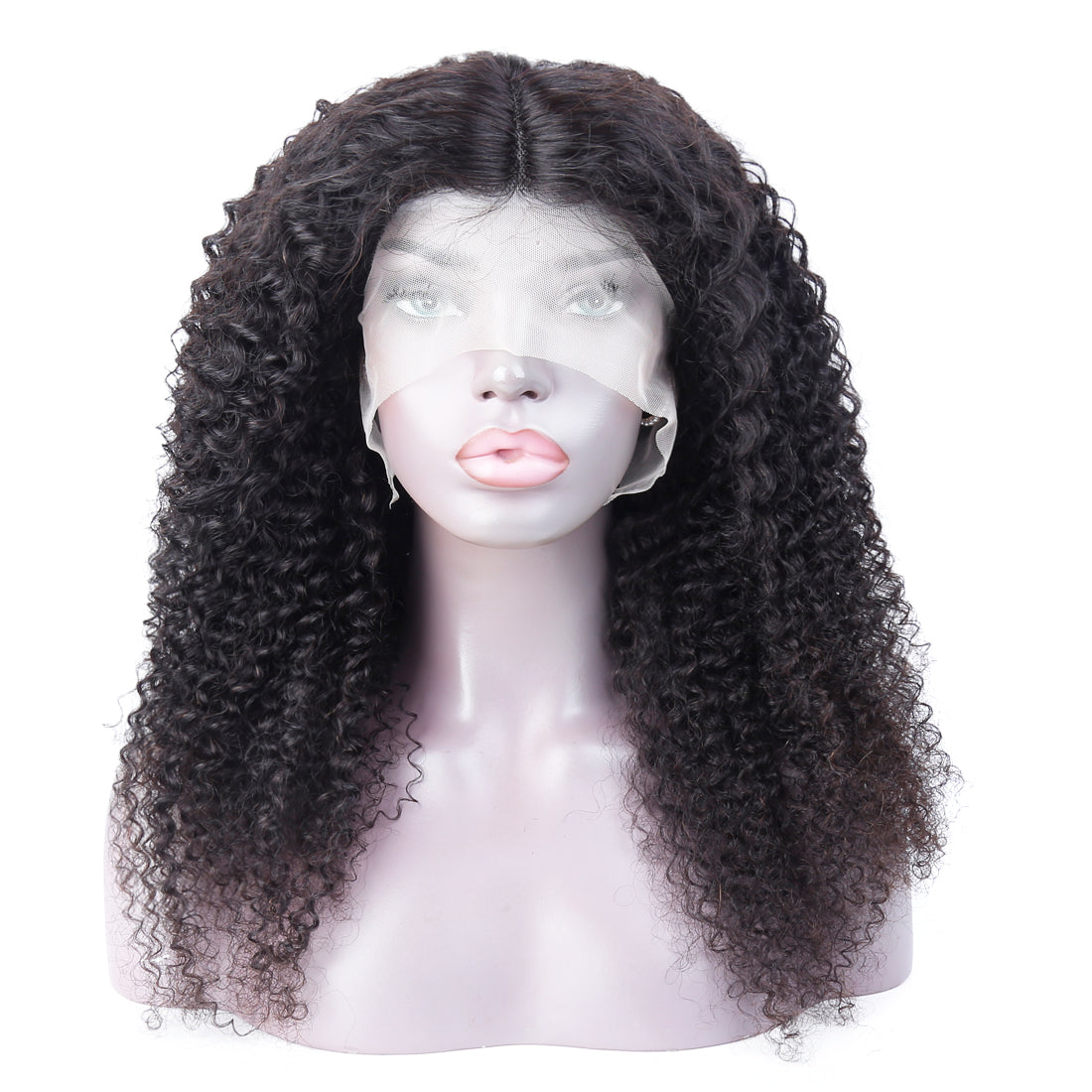 YUZHU Kinky Curly 13x1 T Part Lace Front Wigs Douible Drawn Human Hair Natural Color 200% Super High Denisty