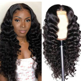 YUZHU Loose Deep Wave 13x1 Human Hair Lace Front Wigs