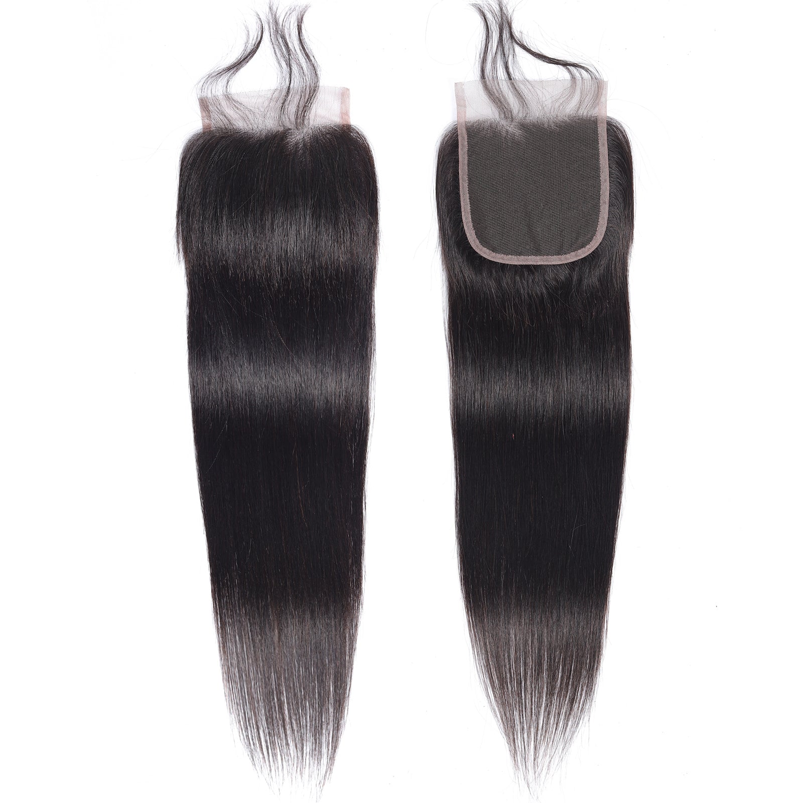 Straight Hair 3 Bundles with 4x4 Closure Brazilian Human Hair Bundles Natural Color