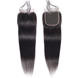 Straight Hair 3 Bundles with 4x4 Closure Brazilian Human Hair Bundles Natural Color