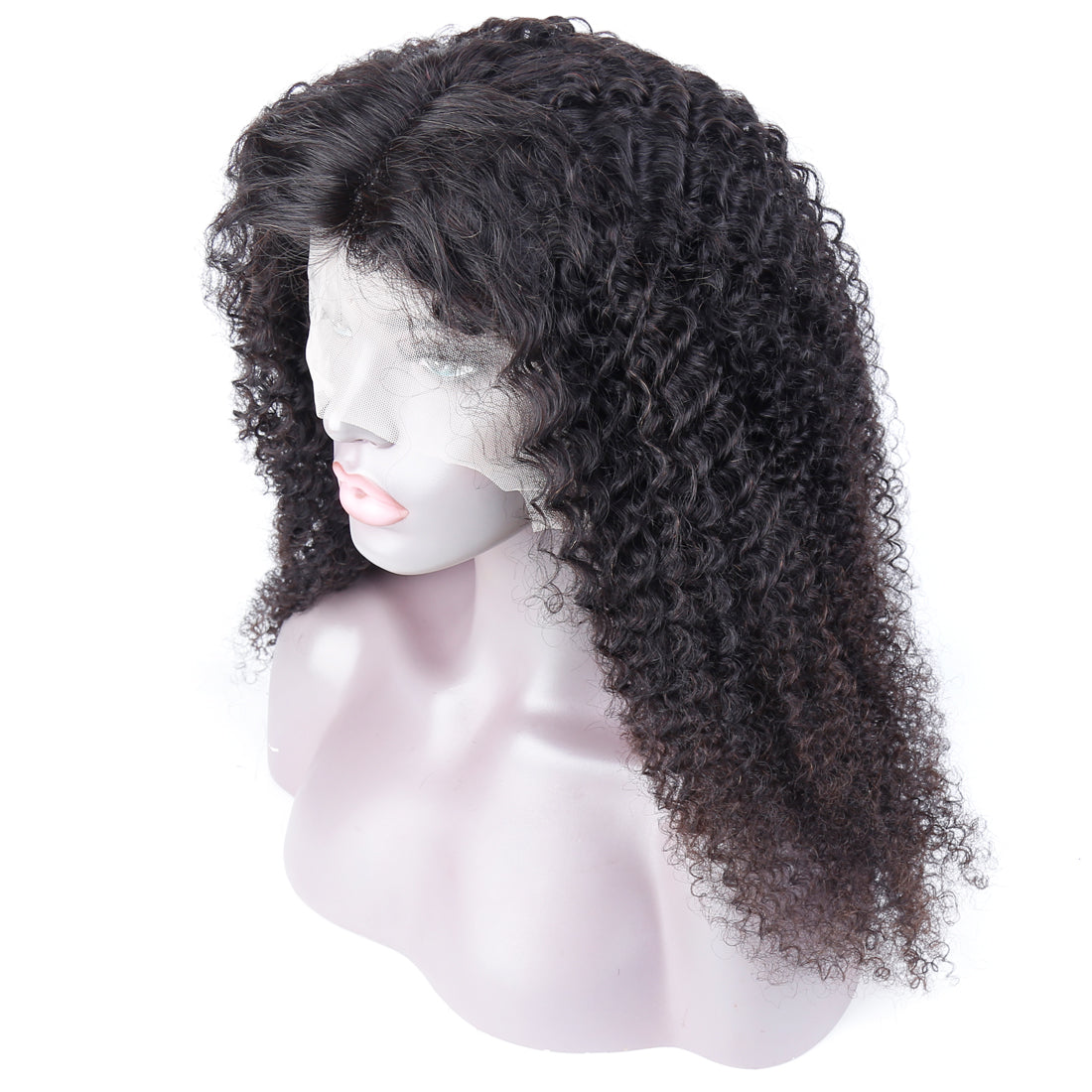 YUZHU Kinky Curly 13x1 T Part Lace Front Wigs Douible Drawn Human Hair Natural Color 200% Super High Denisty
