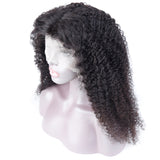 YUZHU Kinky Curly 13x1 T Part Lace Front Wigs Douible Drawn Human Hair Natural Color 200% Super High Denisty