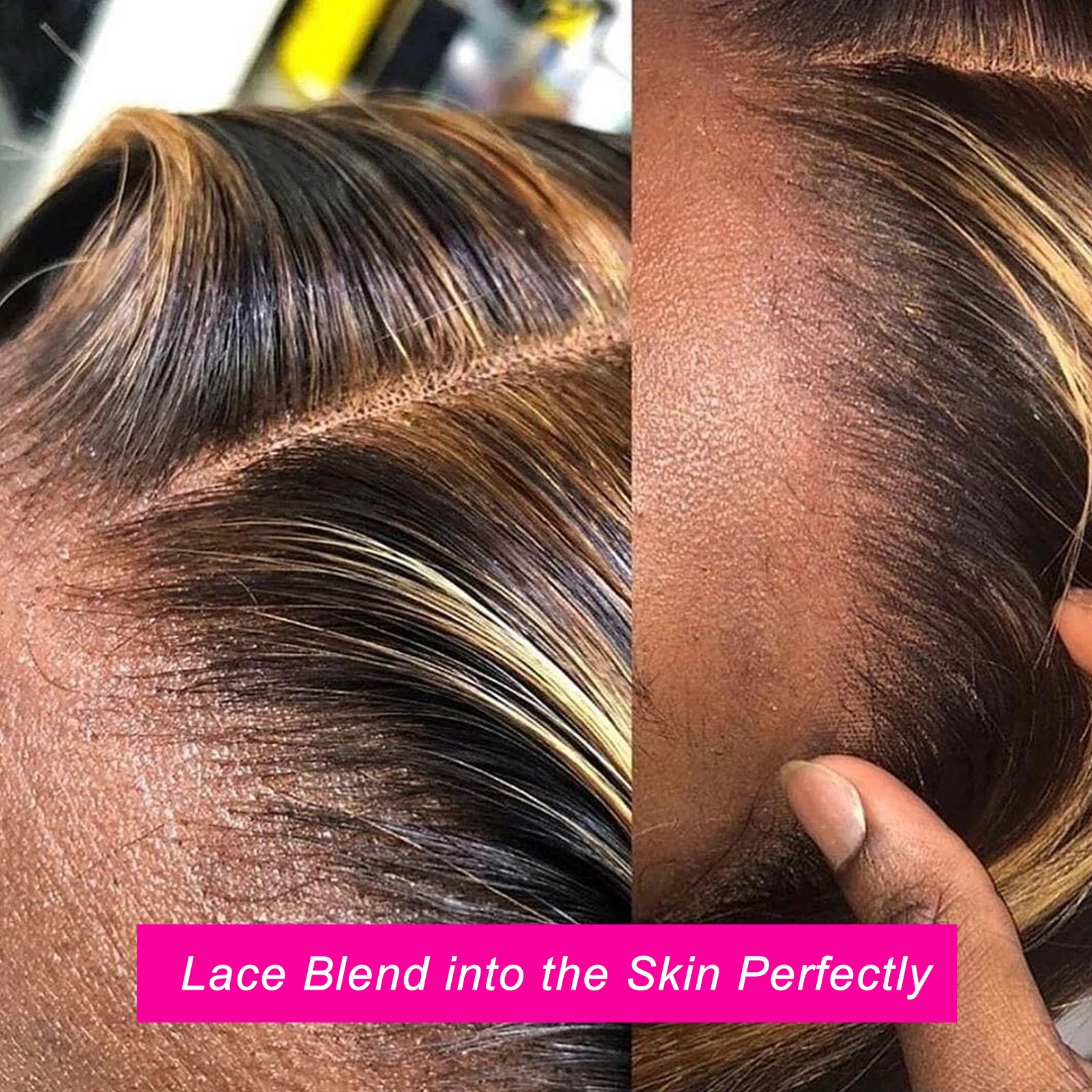 YUZHU Straight 13x1 P4/27 Highlight Lace Front Wigs Human Hair Transparent HD Lace Wigs 150% -200%Density