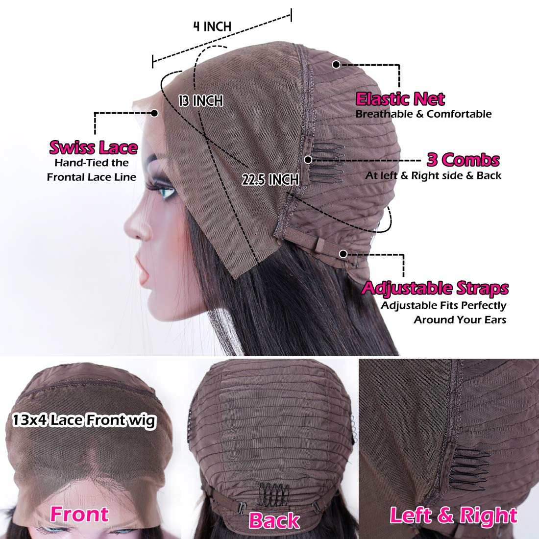 Straight Lace Front Wig Human Hair 13x4 Wigs for Black Women