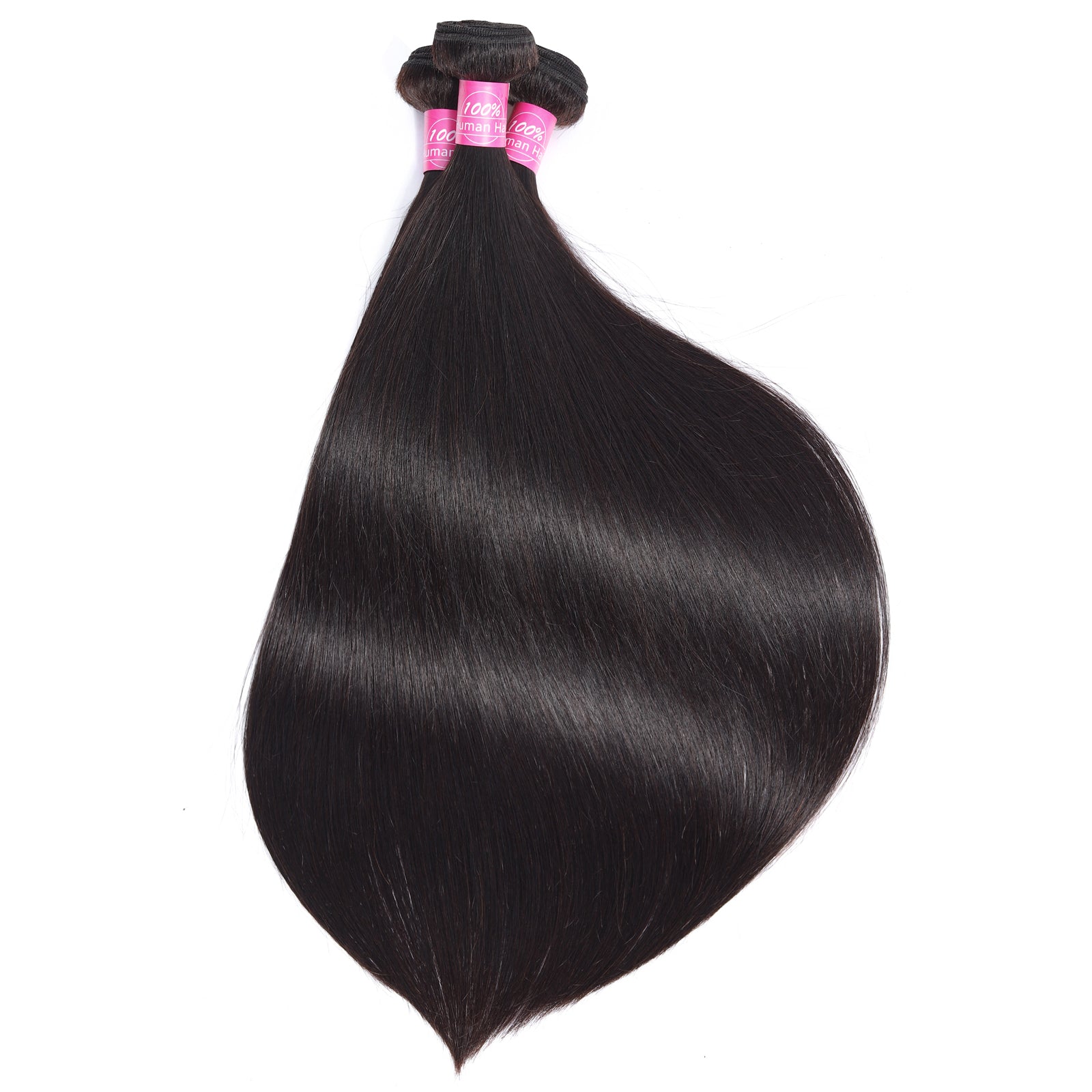 Straight Hair 3 Bundles with 4x4 Closure Brazilian Human Hair Bundles Natural Color