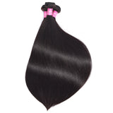 Straight Hair 3 Bundles with 4x4 Closure Brazilian Human Hair Bundles Natural Color