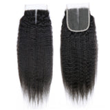 Kinky Straight Bundles With Closure Brazilian Human Hair Natural Black