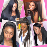 Straight 13x4 Lace Frontal Wigs Human Hair Brazilian Straight Wig Natural Color 180% Density