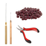 Hair Extension Tool Kit Hair Extension Remove Pliers Pulling Hook 500 PCS Micro Silicone Rings Bead Device Tool Kits for Professional Hair Styling Tools Accessory