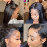 Straight 13x4 Lace Frontal Wigs Human Hair Brazilian Straight Wig Natural Color 180% Density