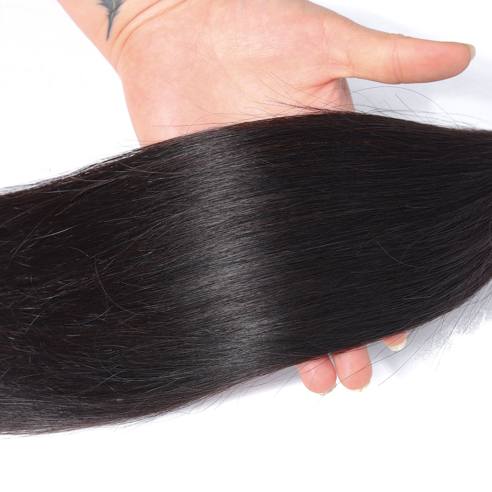 Straight Hair 3 Bundles with 4x4 Closure Brazilian Human Hair Bundles Natural Color