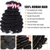 Loose Deep Wave 3 Bundles with 4x4 Closure Brazilian Virgin Human Hair Bundles Natural Color