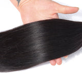 Straight Hair 3 Bundles with 4x4 Closure Brazilian Human Hair Bundles Natural Color
