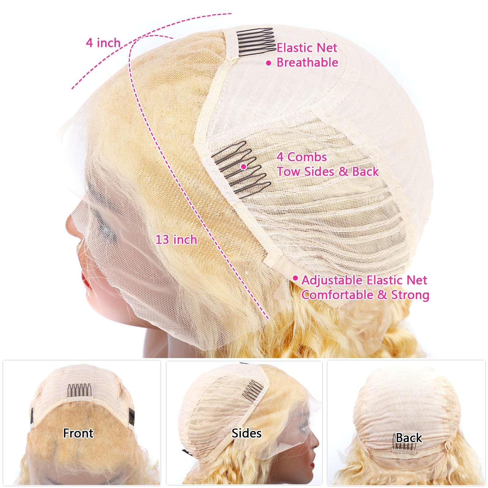 YUZHU 613 Blonde Deep Wave 13x4 Lace Front Wig Human Hair Brazilian Lace Frontal Wigs