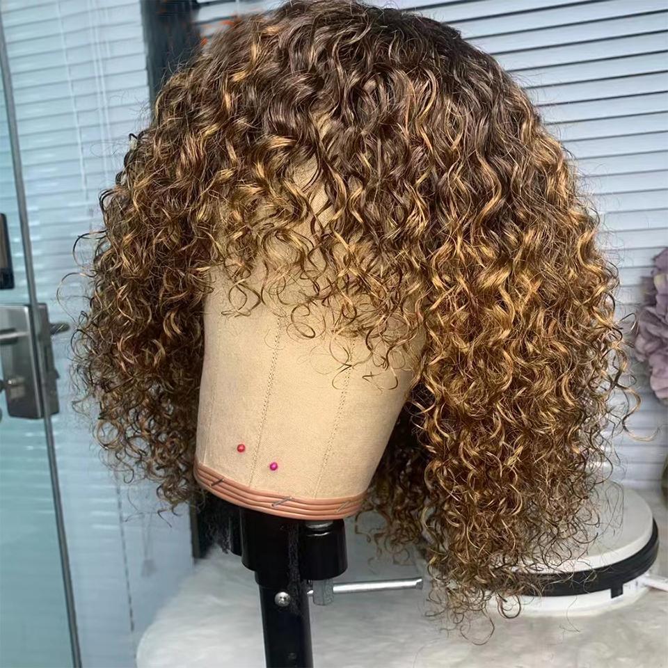 YUZHU Ombre Short Kinky Curly Bob Human Hair Wigs for Black Women