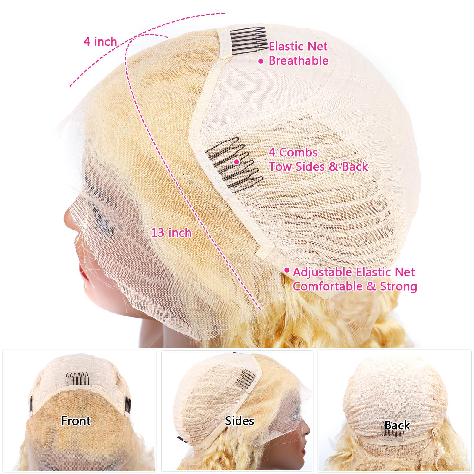 YUZHU 613 Blonde Deep Wave 13x4 Lace Front Wigs Human Hair