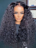 YUZHU Kinky Curly 13x1 T Part Lace Front Wigs Douible Drawn Human Hair Natural Color 200% Super High Denisty