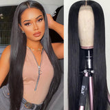YUZHU Straight 4x4 Lace Front Wigs Human Hair Brazilian Virgin Human Hair Wigs 180% Density