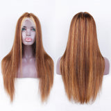 YUZHU Highlight 4/27 Straight 13x1 T Part Lace Front Wigs Human hair 250 density