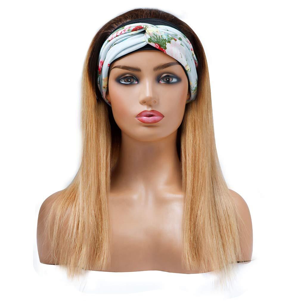 YUZHU Ombre Straight 1B/27 Headband Wig Brazilian Human Hair Wigs for Black Women