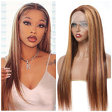 YUZHU Highlight 4/27 Straight 13x1 T Part Lace Front Wigs Human hair 250 density