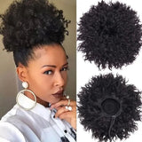 YUZHU Afro Puff Kinky Human Hair Drawstring Ponytail Extension