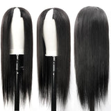 V Part Straight Human Hair Wigs For Black Women