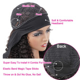 YUZHU Kinky Curly Headband Human Hair Wigs Glueless Natural Color 180% Density