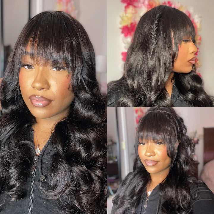 YUZHU Long Straight True Scalp Bang Wig