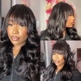 YUZHU Long Straight True Scalp Bang Wig