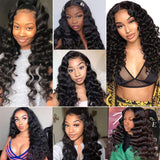 YUZHU Loose Deep Wave 13x1 Human Hair Lace Front Wigs