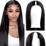 V Part Straight Human Hair Wigs For Black Women
