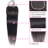 Straight Hair 3 Bundles with 4x4 Closure Brazilian Human Hair Bundles Natural Color